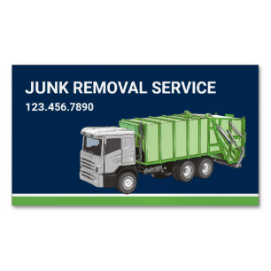 Carte De Visite Magnétique Service de retrait des déchets de Navy Blue Camion