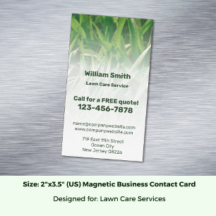 Carte De Visite Magnétique Service personnalisé Photo Green Lawn Care