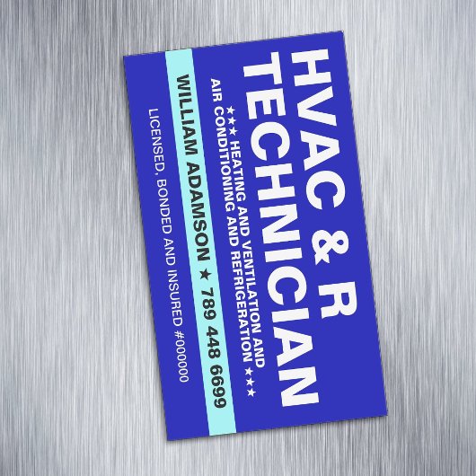Carte De Visite Magnétique Services de CVC et de réfrigération | Technicien