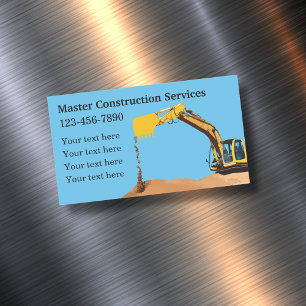 Carte De Visite Magnétique Services de déplacement de terres de construction