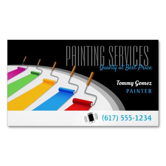Carte De Visite Magnétique Services de peinture | Paint Rollers (devant)