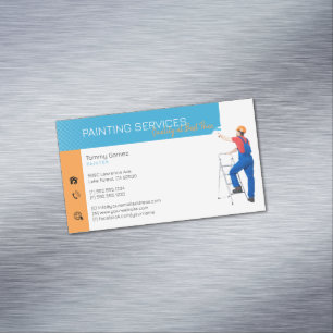 Carte De Visite Magnétique Services de peinture   Peintre au travail