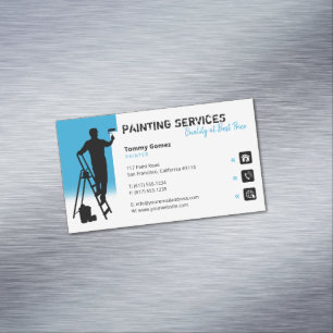 Carte De Visite Magnétique Services de peinture   Peintre au travail