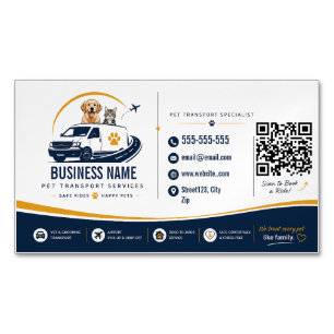 Carte De Visite Magnétique Services de transport d'animaux personnalisés