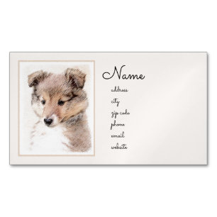 Carte De Visite Magnétique Shetland Sheepdog Puppy Peinture Chien original ar