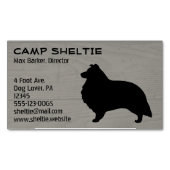 Carte De Visite Magnétique Shetland Sheepdog Silhouette Shelette Style bois (devant)