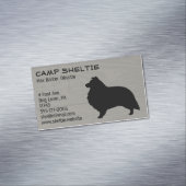 Carte De Visite Magnétique Shetland Sheepdog Silhouette Shelette Style bois (In Situ)