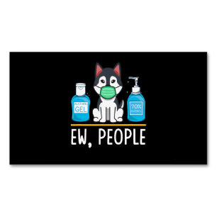 Carte De Visite Magnétique Sibérien Husky Chien Masque Visage Sanitizer Main 