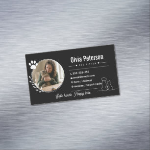 Carte De Visite Magnétique Siège de garde d'animaux minimaliste de luxe perso