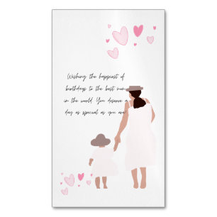 Carte De Visite Magnétique Silhouette de cœur rose de mère et fille