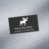 Carte De Visite Magnétique Silhouette d'orignal blanc sur noir (In Situ)