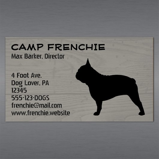 Carte De Visite Magnétique Silhouette | Frenchie Dog Rustic