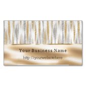 Carte De Visite Magnétique Silver Gold Glitzy Stripes Business name website (devant)