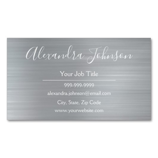 Carte De Visite Magnétique Silver Metallic Foil Moderne Professionnel (devant)