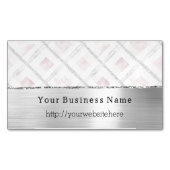 Carte De Visite Magnétique Silver Pink Glitzy Stripes Business name website (devant)