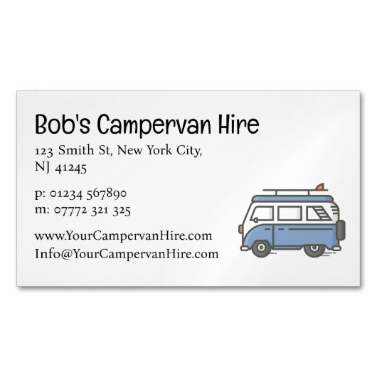 Carte De Visite Magnétique Simple Cute Campervan Hire Business Card (devant)