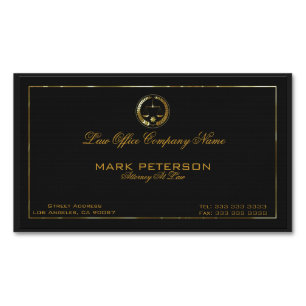 Carte De Visite Magnétique Simple Lin Noir Texture Avocat En Droit