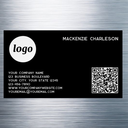 Carte De Visite Magnétique Simple Logo and QR Code