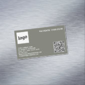 Carte De Visite Magnétique Simple Logo et Code QR Vert Sauge (In Situ)