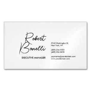 Carte De Visite Magnétique Simple minimaliste Noir & Blanc Moderne Lovely