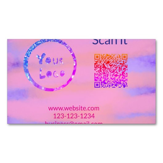 Carte De Visite Magnétique Simple minimum q r code ajouter logo code d'analys (devant)