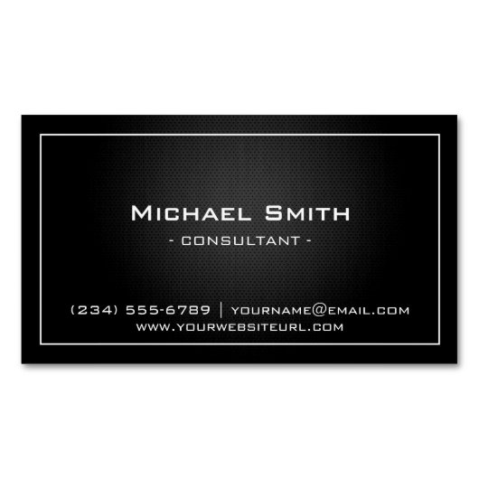 Carte De Visite Magnétique Simple professionnel Black Metallic moderne look (devant)
