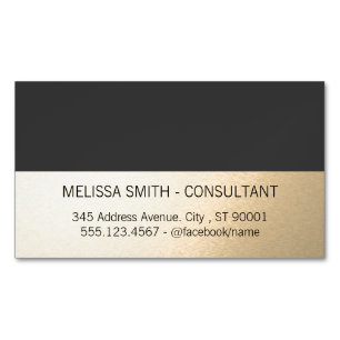 Carte De Visite Magnétique Simple Professionnel Or Gris Luxe
