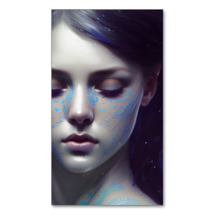 Carte De Visite Magnétique Sirène Émeraude Dentelle Bleue 8k