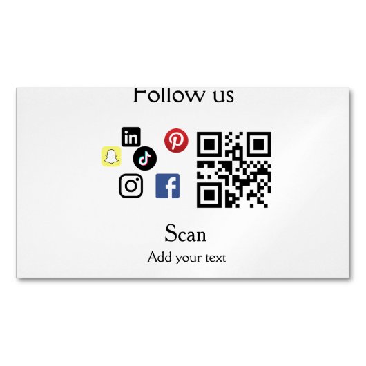 Carte De Visite Magnétique Site web d'entreprise simple code à barres QR code (devant)