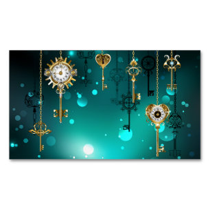 Carte De Visite Magnétique Skeleton Keys on Green Background