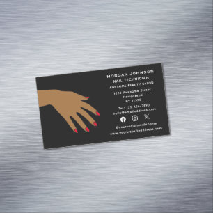 Carte De Visite Magnétique Social Media Nail Techician Manicure Beauté Salon