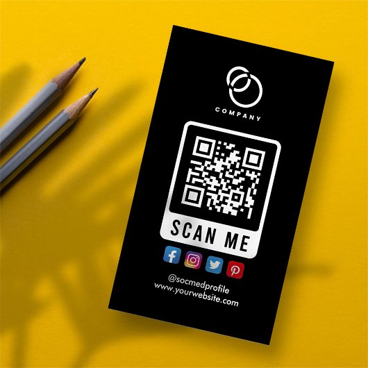 Carte De Visite Magnétique Social Media Scan ME QR Code Logo Moderne Simple