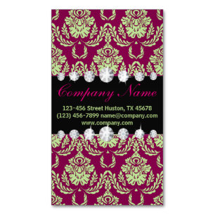 Carte De Visite Magnétique Sophistiqué Feminine mode fuschia damask