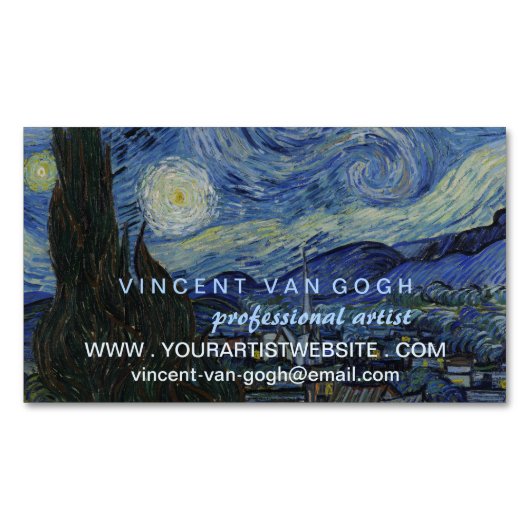 Carte De Visite Magnétique Starry Night Vincent van Gogh Artiste (devant)