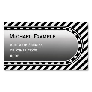 Carte De Visite Magnétique STRIPES étroites en noir + texte et idées