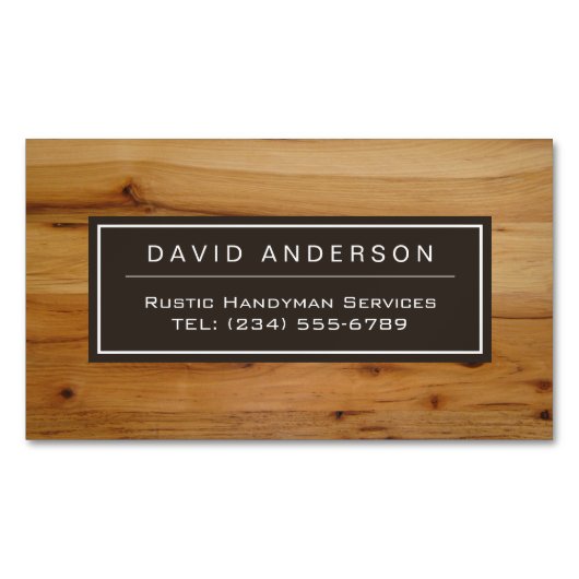 Carte De Visite Magnétique Style Chic Grain Bois (devant)