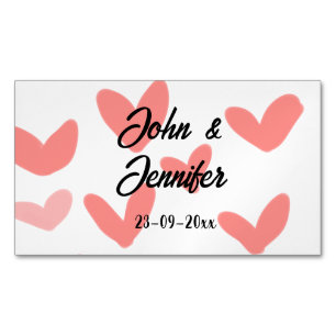 Carte De Visite Magnétique style de texte minimal simple blanc mariage cœur r
