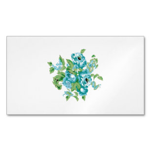 Carte De Visite Magnétique Style Décoratif, Crème Menthe, Bleu Fontaine, Turq