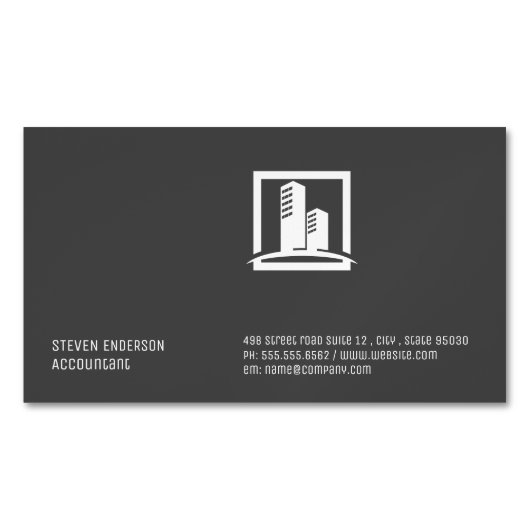 Carte De Visite Magnétique Style d'entreprise | Icône de construction (devant)