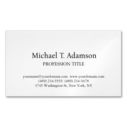 Carte De Visite Magnétique Style rétro Élégant Plaque blanche simple (devant)