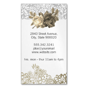 Carte De Visite Magnétique Styliste dentelle et cheveux floraux