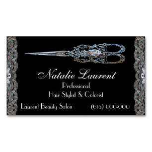 Carte De Visite Magnétique Styliste vintage de minuit de ciseaux de Vontage