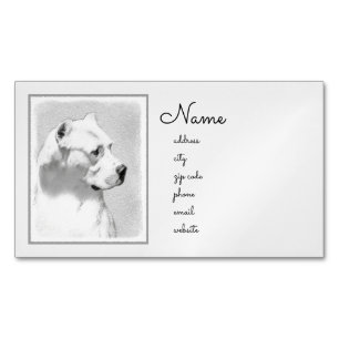 Carte De Visite Magnétique Tableau Dogo Argentino - Art Chien original