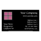 Carte De Visite Magnétique Tartan rose, or et bleu (devant)