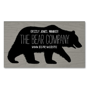 Carte De Visite Magnétique Terrain de camping Wild Grizzly Bear Silhouette