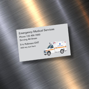 Carte De Visite Magnétique Thème d'ambulance des services médicaux d'urgence