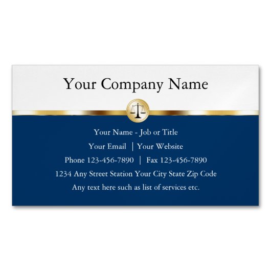 Carte De Visite Magnétique Thème du procureur exécutif moderne (devant)