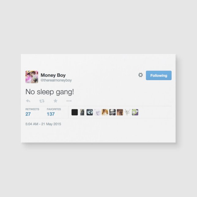 carte de visite magnétique @therealmoneyboy (Devant)