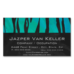 Carte De Visite Magnétique Tiger noir et Turquoise