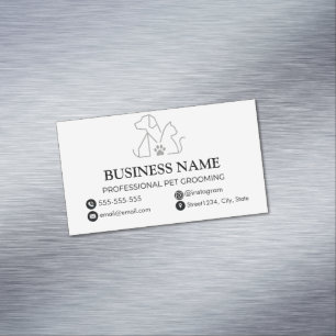 Carte De Visite Magnétique Toiletteur pour animaux Minimaliste Logo Monoline